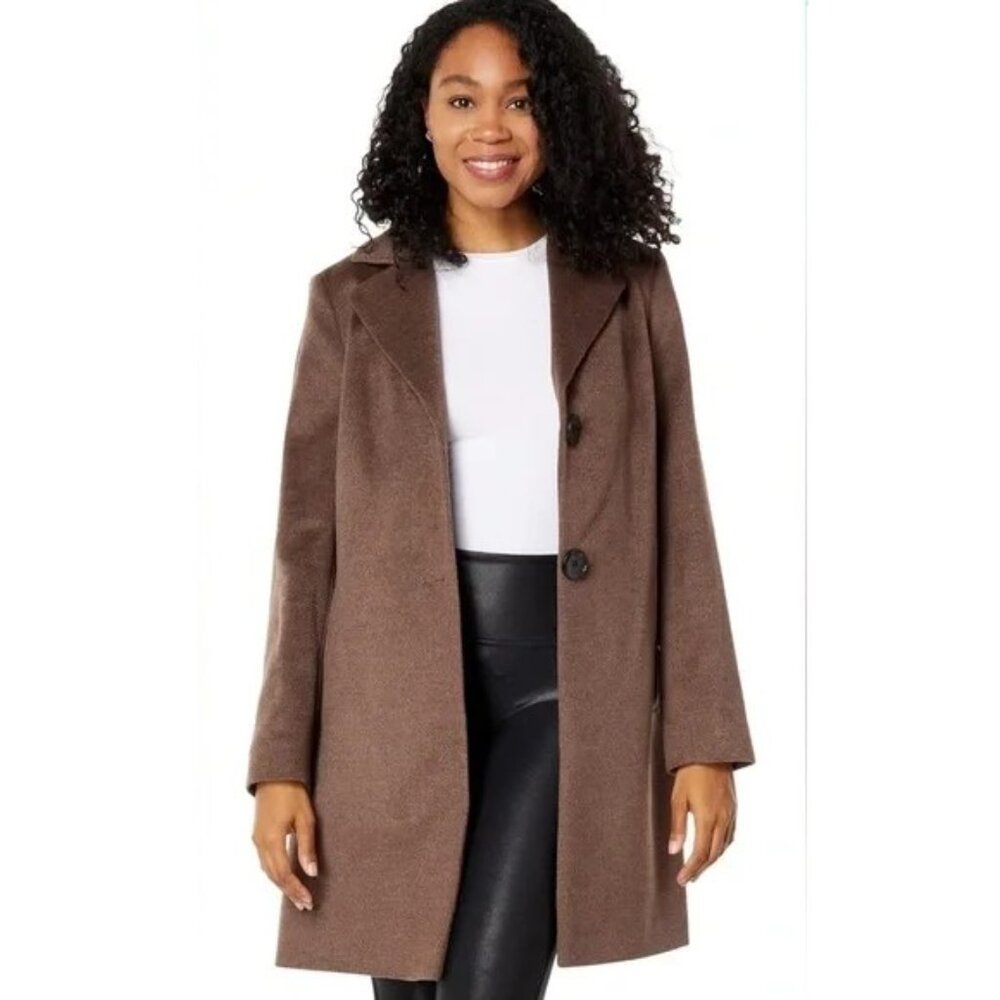 Sam Edelman Notch Lapel Wool Blend Coat in Mink Size 10 NEW With TAGS